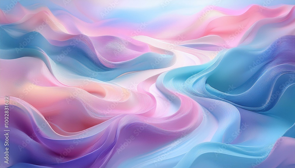 Fototapeta premium Colorful Flowing Fabric in Pastel Shades watercolor art wallpaper