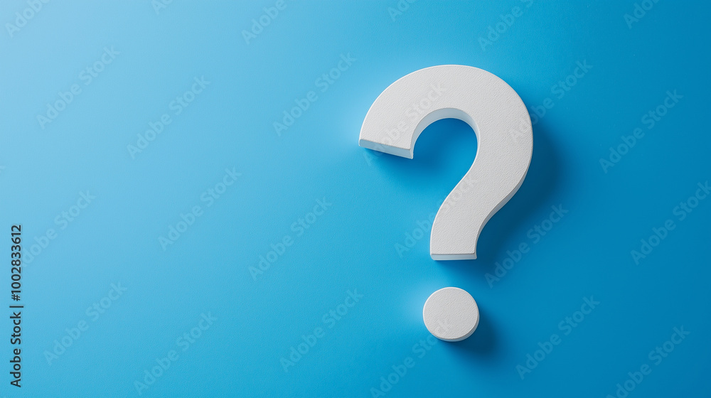 A clean and minimalistic image featuring a white question mark on a blue background, symbolizing curiosity, questions, and the pursuit of knowledge or answers. A clean and minimalistic image featuring a white question mark on a blue background, symbolizing curiosity, questions, and the pursuit of knowledge or answers.