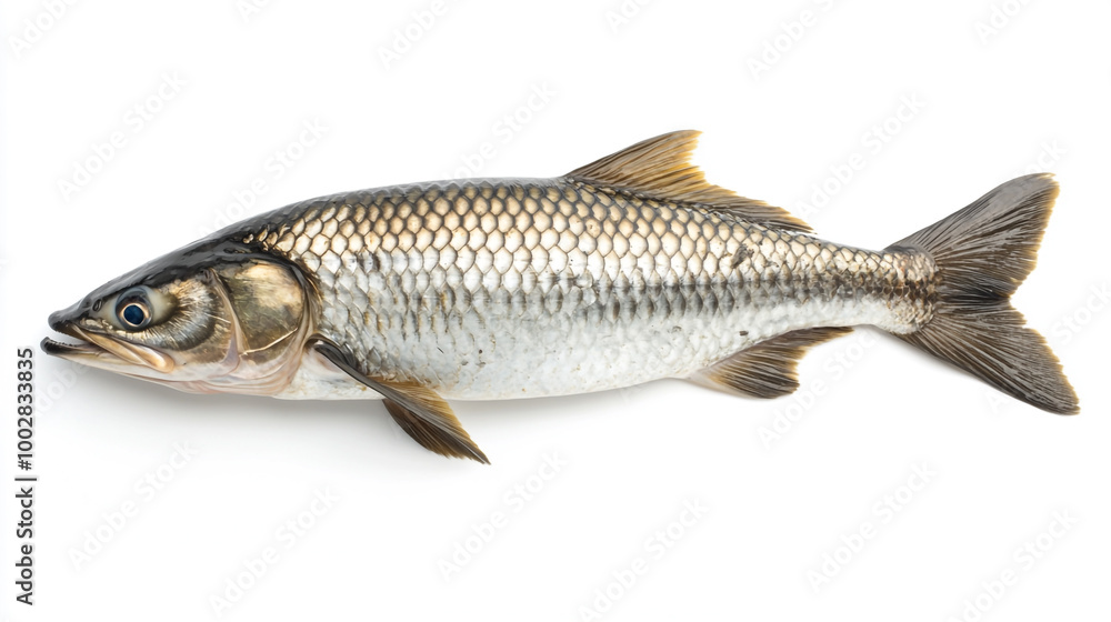 Freshwater fish caught in a stream during early morning hours showcasing shimmering scales Freshwater fish caught in a stream during early morning hours showcasing shimmering scales
