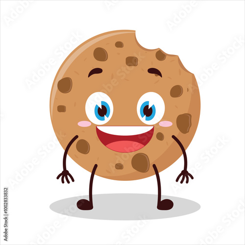 Cute happy expression of bite cookies cartoon character