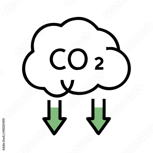 CO2 Emissions Reduction Icon with Green Arrows, ESG Climate Action Concept photo