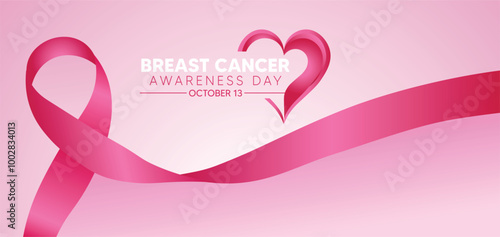 breast cancer awareness ribbon 13 October vector poster