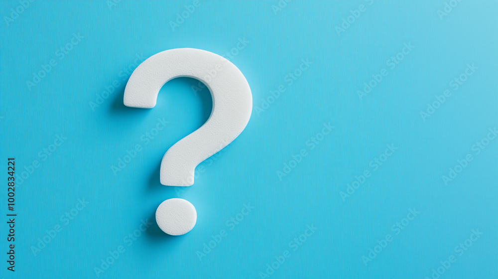 A minimalist conceptual image with a bold white question mark against a bright blue background, symbolizing inquiry, curiosity, and the pursuit of knowledge. A minimalist conceptual image with a bold white question mark against a bright blue background, symbolizing inquiry, curiosity, and the pursuit of knowledge.