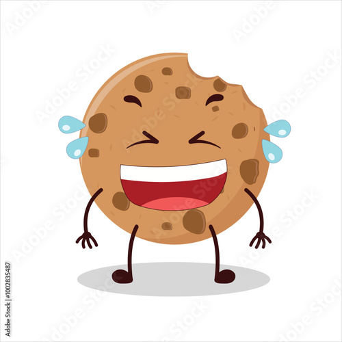 Cute laugh out loud expression of bite cookies cartoon character