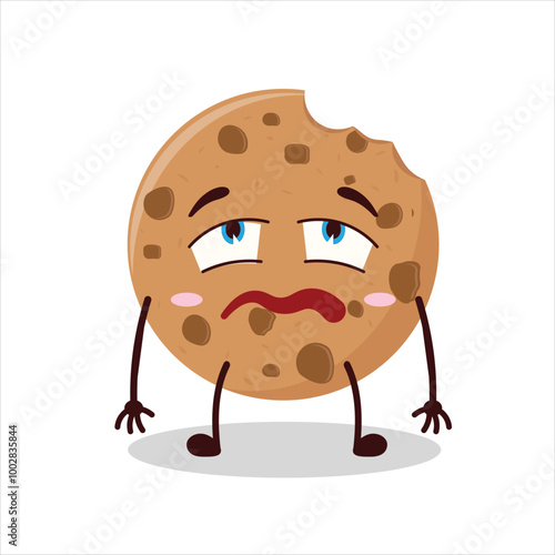 Cute bored expression of bite cookies cartoon character