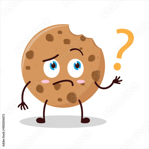 Cute curious expression of bite cookies cartoon character