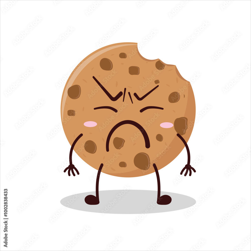 Cute annoyed expression of bite cookies cartoon character Cute annoyed expression of bite cookies cartoon character
