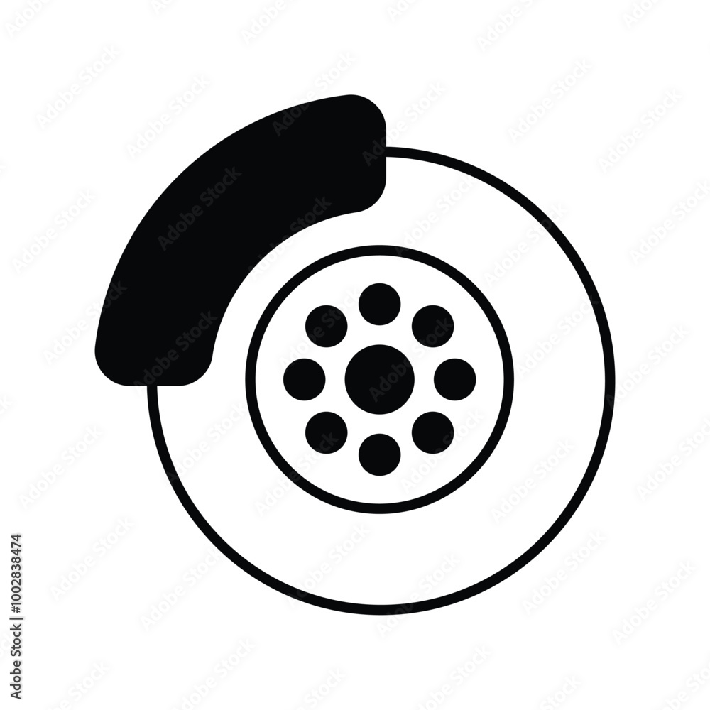 brake disc glyph icon with white background vector stock illustration brake disc glyph icon with white background vector stock illustration