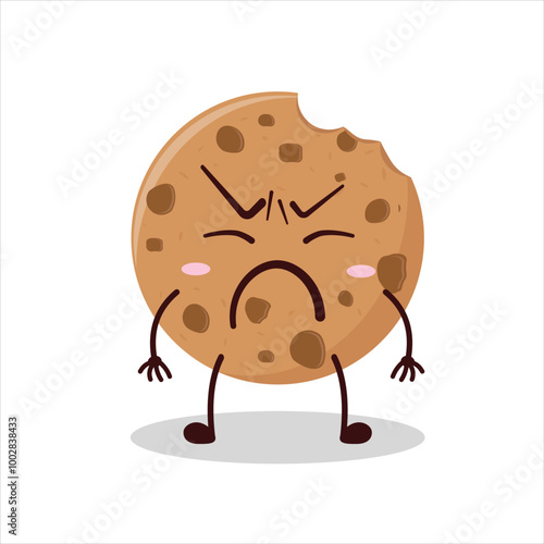 Cute annoyed expression of bite cookies cartoon character