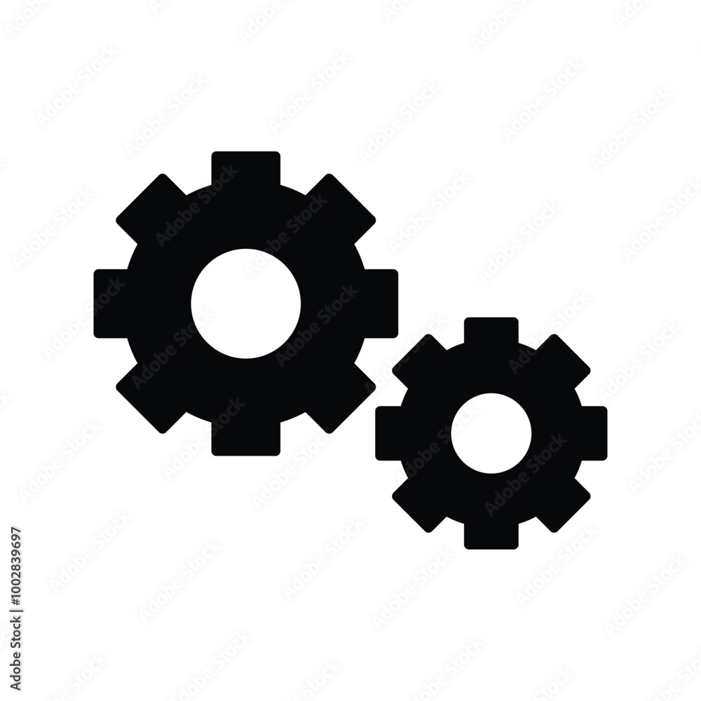 gears glyph icon with white background vector stock illustration gears glyph icon with white background vector stock illustration