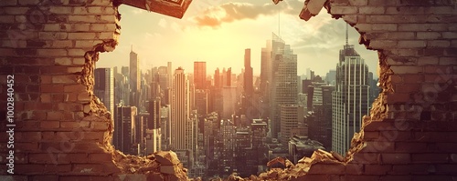 Crumbling Urban Skyline Dep...