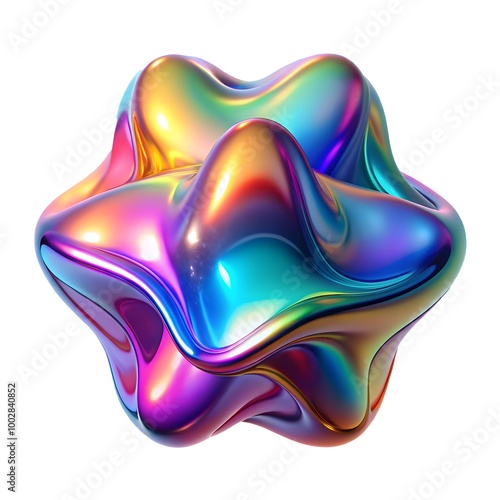 3d fluid abstract metallic holographic coloured shapes