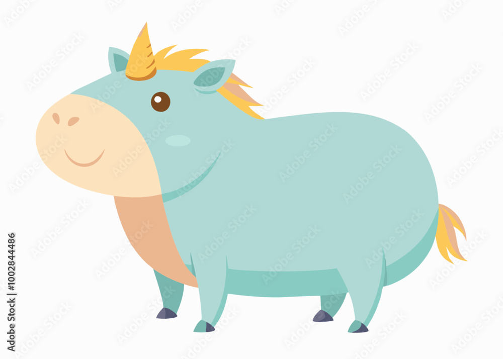 Cartoon Capybara with Unicorn horn isolated on a white background Cartoon Capybara with Unicorn horn isolated on a white background