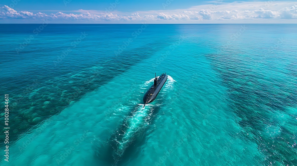 Obraz premium Submarine Navigating Through Clear Turquoise Waters