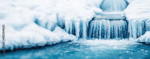 Frozen waterfall in the midst of winter, a testament to the power of water even in stillness frozen waterfall, strength in stillness
