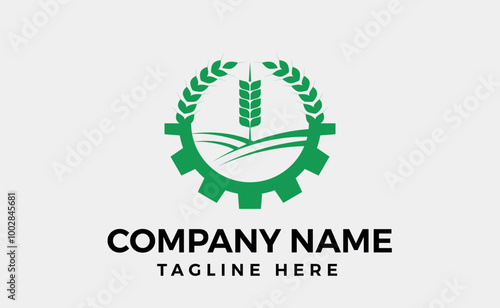 Wheat grain and Gear logo designs concept. Agriculture Logo, Editable vector art and illustration. photo