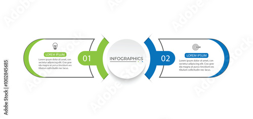 Vector infographic thin line design with marketing icons. Business concept with 2 options, steps or processes.