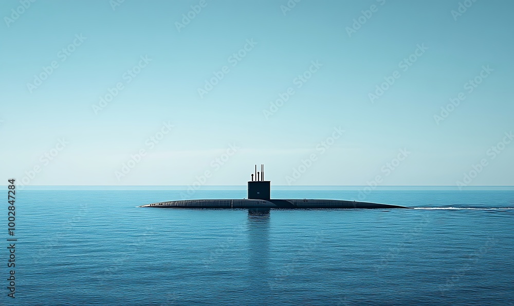 Submarine on the Calm Waters of the Ocean