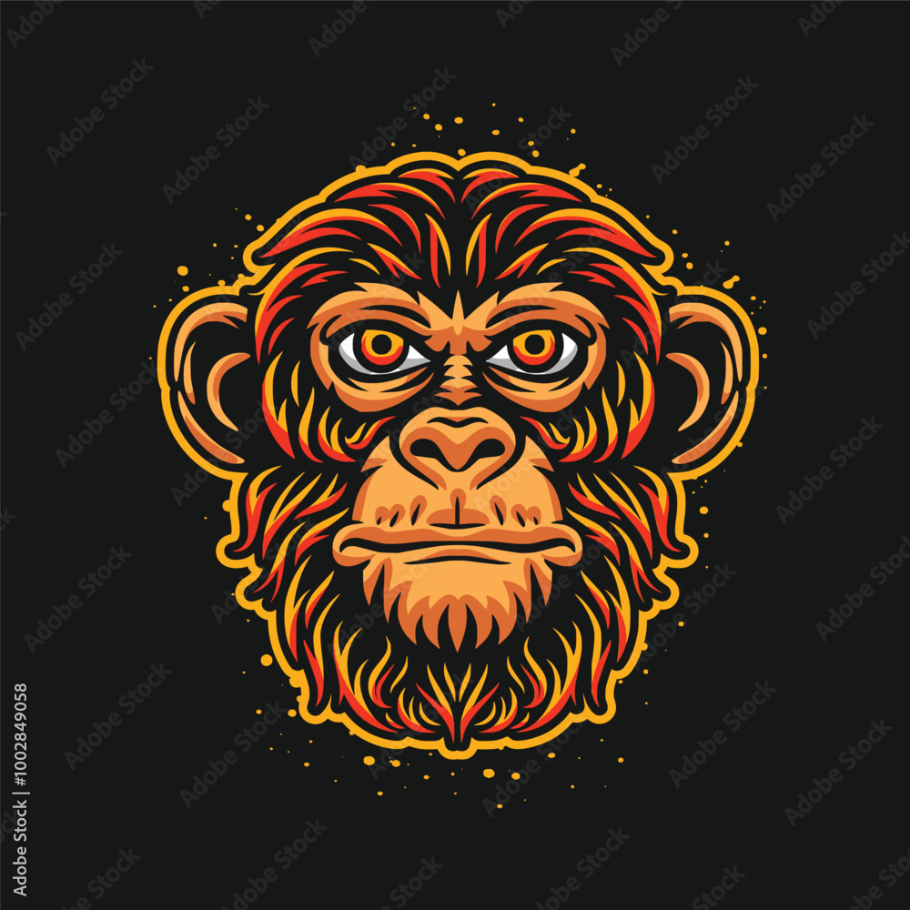 Colorful monkey head logo illustration, monkey logo gaming vector Colorful monkey head logo illustration, monkey logo gaming vector