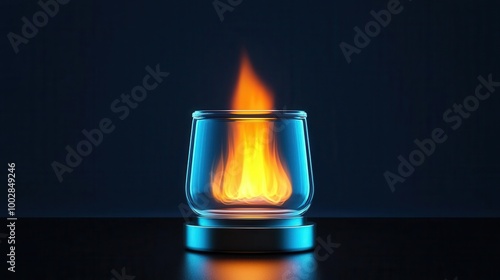 Flames transferring heat to a nearby object, illustrating conduction, thermodynamics, heat conduction concept