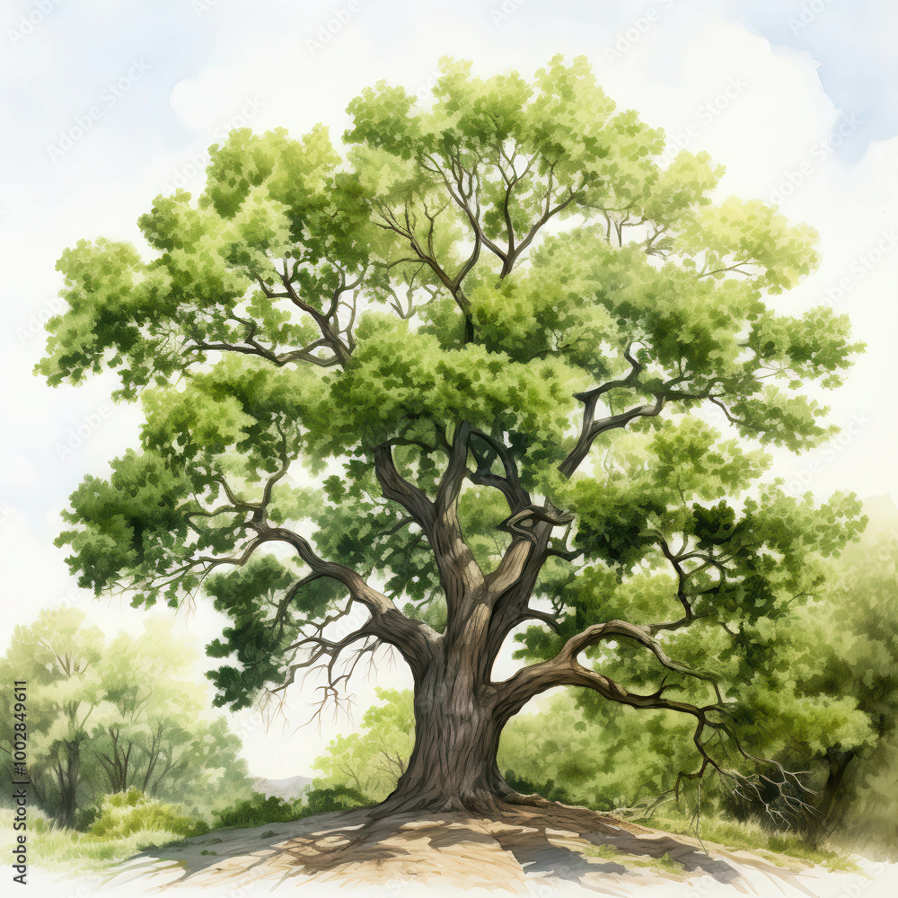 Fototapeta premium Majestic Watercolor Tree Illustration