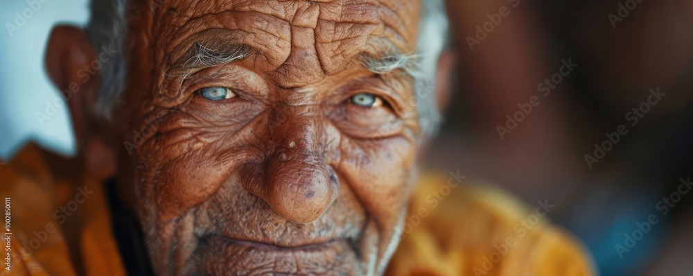Close-up of an elderly man sharing his testimony with a small group detailed textures and precision Close-up of an elderly man sharing his testimony with a small group detailed textures and precision