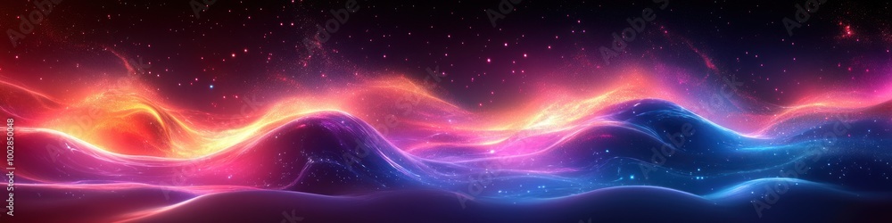Abstract waves of vibrant colors resembling a cosmic landscape. Abstract waves of vibrant colors resembling a cosmic landscape.