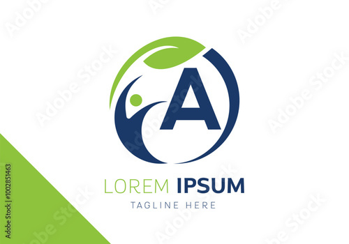 English alphabet with A Health Care Logo. Medical Logotype Template Vector
