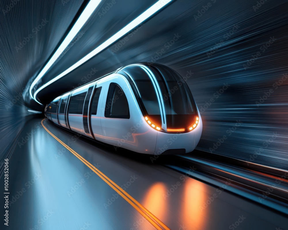 Fototapeta premium 3D CAD concept of a futuristic underground transport system, 3D CAD, urban infrastructure design concept