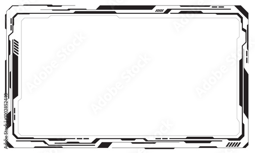 Hud frames black user interface elements design modern technology futuristic control panel screen digital hologram window gaming menu touching cyber monitor set on white background vector
