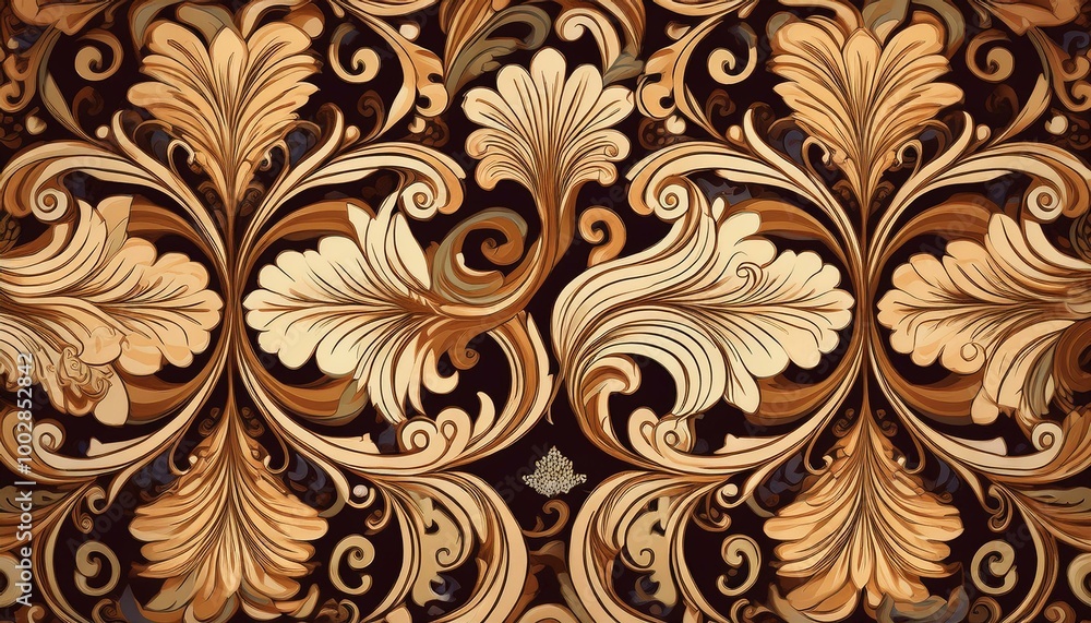 Intricate floral pattern in gold Intricate floral pattern in gold