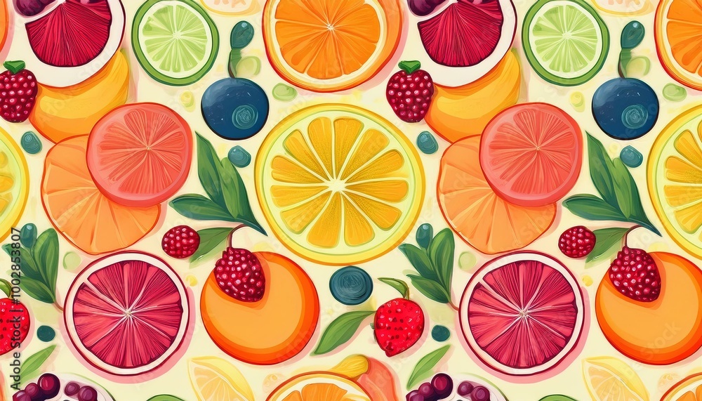 Colorful fruit slices & berries Colorful fruit slices & berries