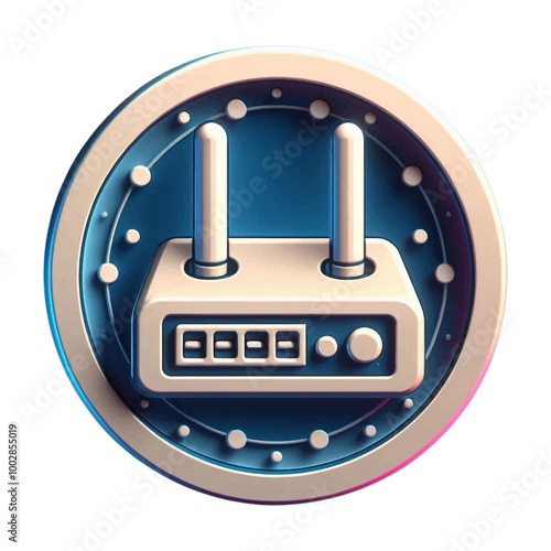 3d Router icon in circle