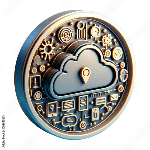 Cloud computing 3d icon in circle