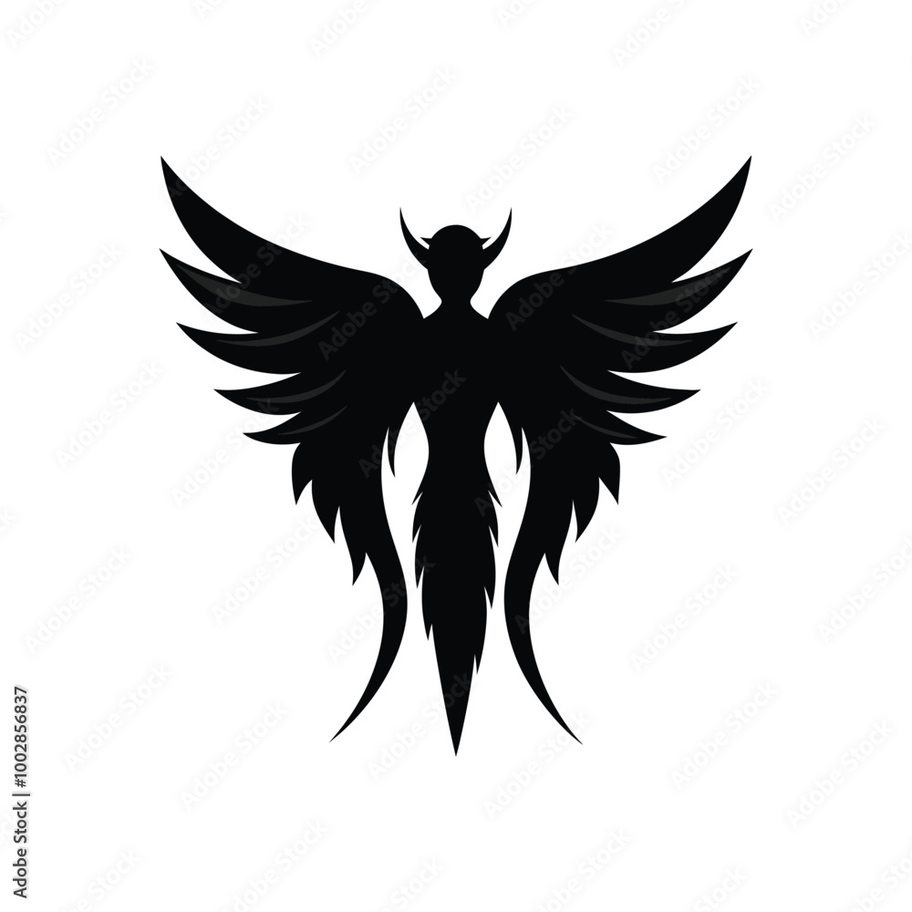 Obraz premium Angel silhouette vector illustration