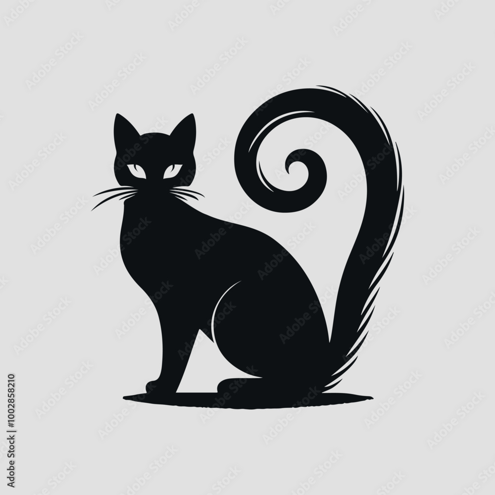 Cute cat silhouette illustration on white background Cute cat silhouette illustration on white background
