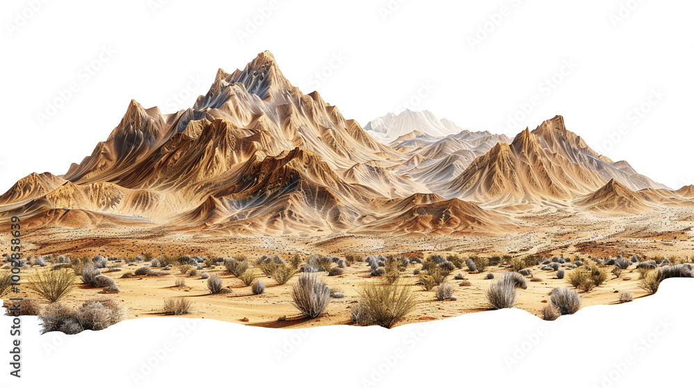 Fototapeta premium Mountain desert landscape panoramic outdoor transparent background, PNG