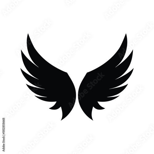 Black angel wings silhouette vector illustration