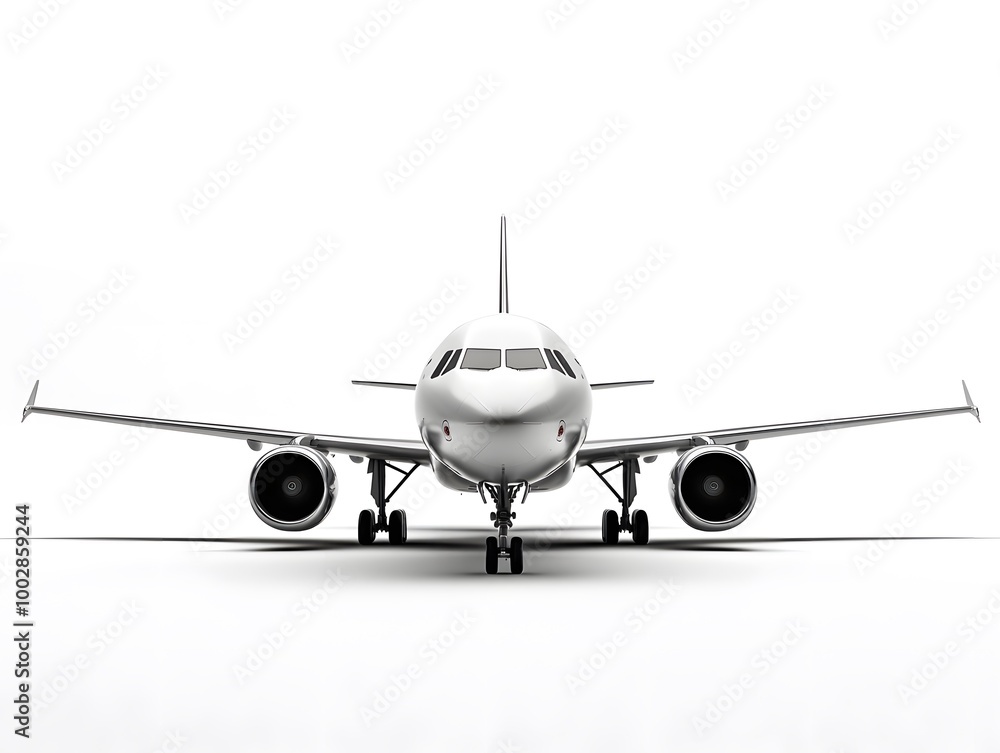Fototapeta premium Sleek Passenger Jet Aircraft Nose and Wings in Photo