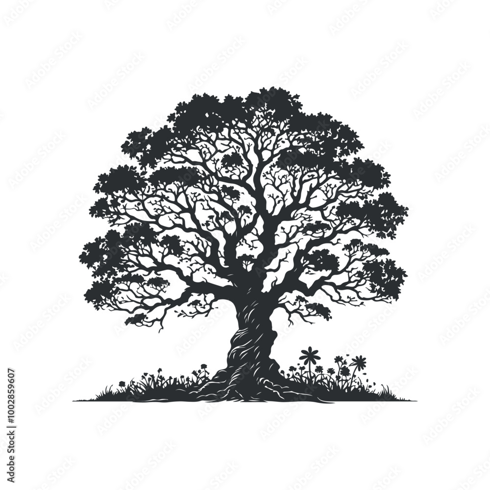 Obraz premium Abstract tree silhouette illustration isolated on white background