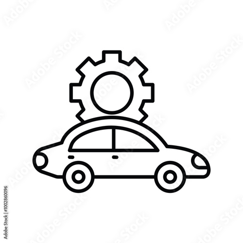 car service line icon with white background vector stock illustration