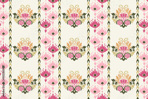 Seamless black floral damask pattern Vintage background.Ethnic oriental pattern traditional.Motifs Ikat embroidery wallpaper.Textile rapport. abstract design for texture, fabric, clothing, wrapping