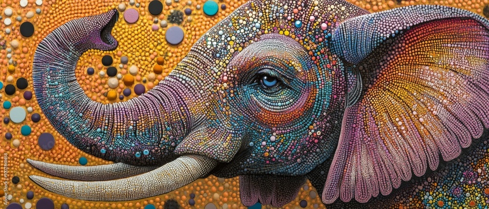Obraz premium Colorful Close-Up of Artistic Elephant Design