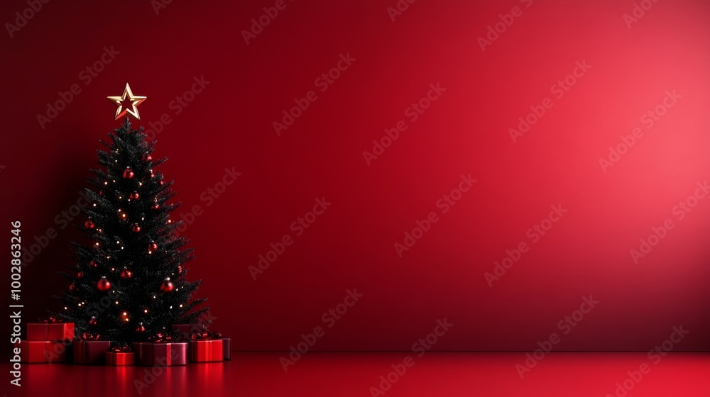 Elegant Christmas Background with Black Tree Elegant Christmas Background with Black Tree
