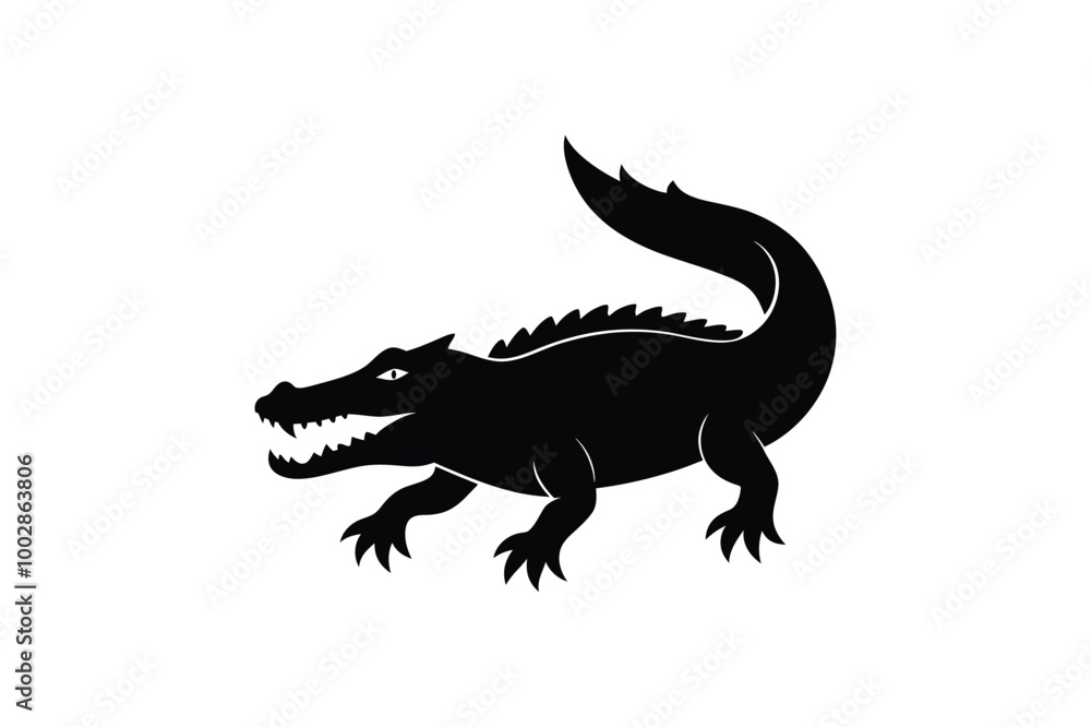 Crocodiles silhouette vector illustration. Crocodiles silhouette vector illustration.