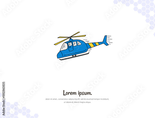 Helicopter 4 simple doodle flat vector art for wall decoration landscape