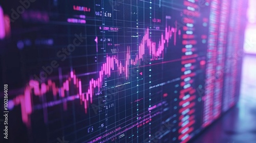 Abstract financial trading chart with vibrant color gradients