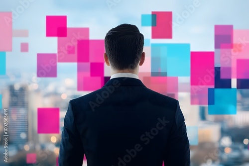 The digital visual of different colored of business man