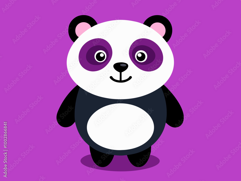 Naklejka premium Cartoon Panda a on a purple background