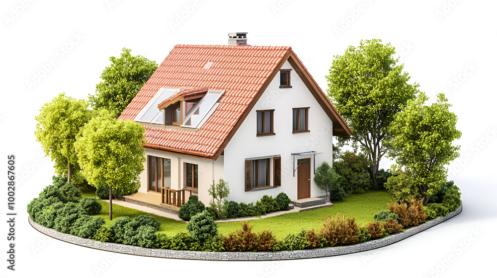 Classic house model house in the grass , house on a green meadow 3d house
Classic house model house in the grass , house on a green meadow 3d house